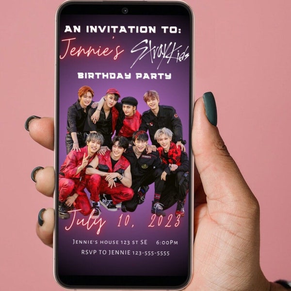 Stray Kids Custom Birthday Mobile Invitation