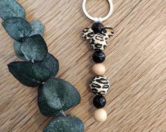 Leo mouse l leopard print keychain