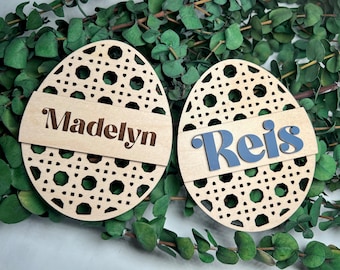 Personalized Easter Basket Tag | Custom Rattan Easter Gift Tag | Easter Gift for Kids | Boho Gift Tag | Easter Egg Label