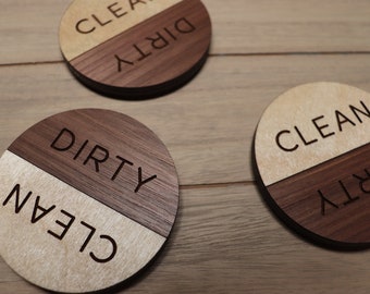 Clean Dirty Dishwasher Magnet, Wooden Engraved Kitchen Magnet, Housewarming, Realtor Gift, Home Decor