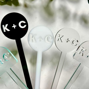 Wedding Drink Stirrers Custom Initials, Personalized Monogram Cocktail Swizzle Stick, Event Party Birthday Décor