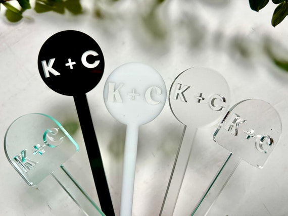 Wedding Drink Stirrers Custom Initials, Personalized Monogram Cocktail Swizzle Stick, Event Party Birthday Décor