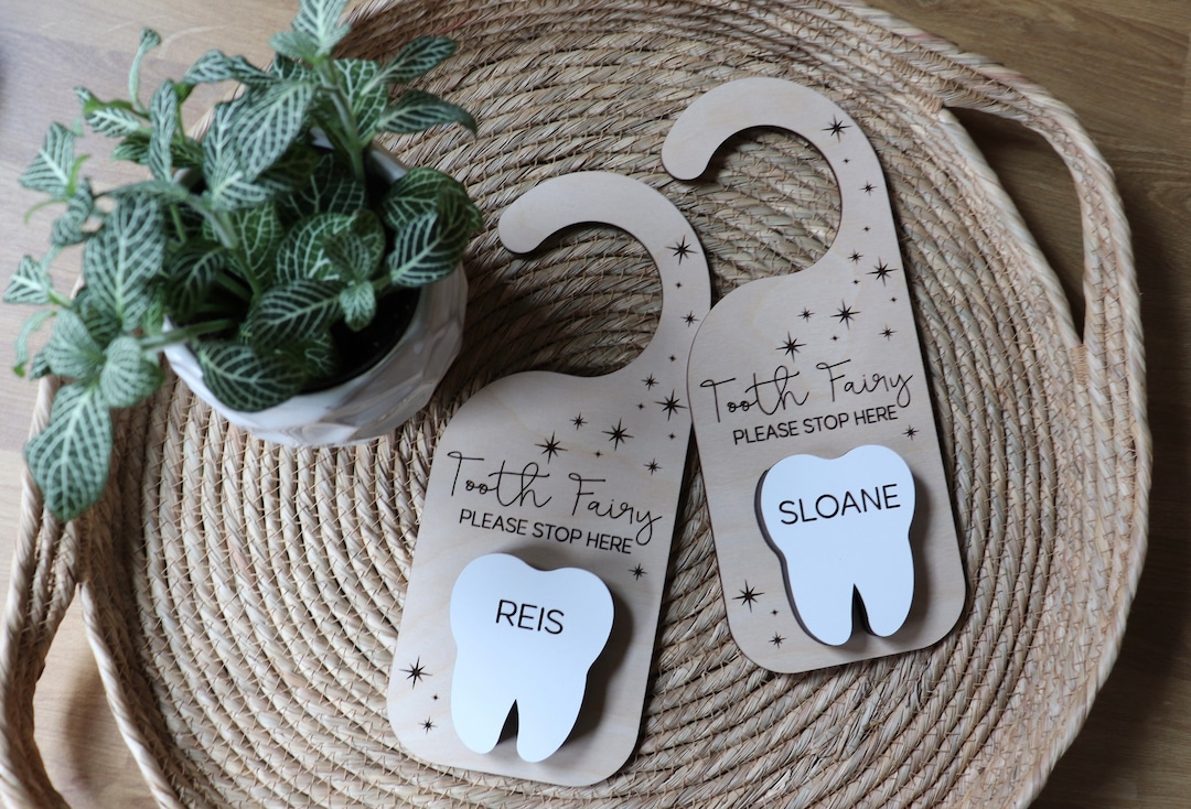 Tooth Fairy Door Hanger Personalized | Custom Money Tooth Holder - Etsy