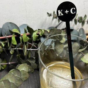 Stir Stick Wedding, Personalized Cocktail Monogram Wedding Swizzle Stick, Logo Stir Stick, Black Acrylic, Event Party Birthday Décor