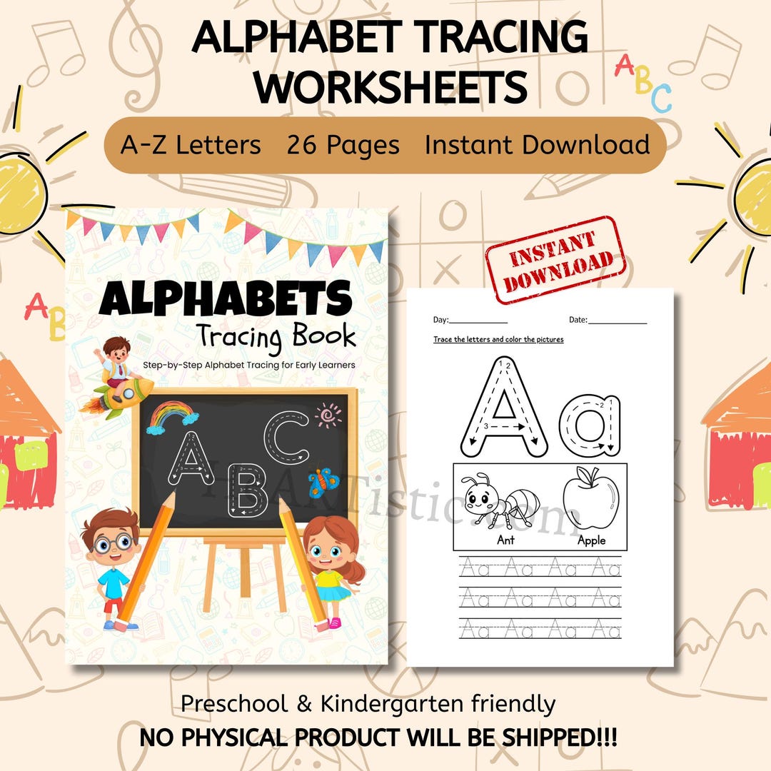 Printable Alphabet Tracing Book for Kids | A-Z Handwriting Practice ...