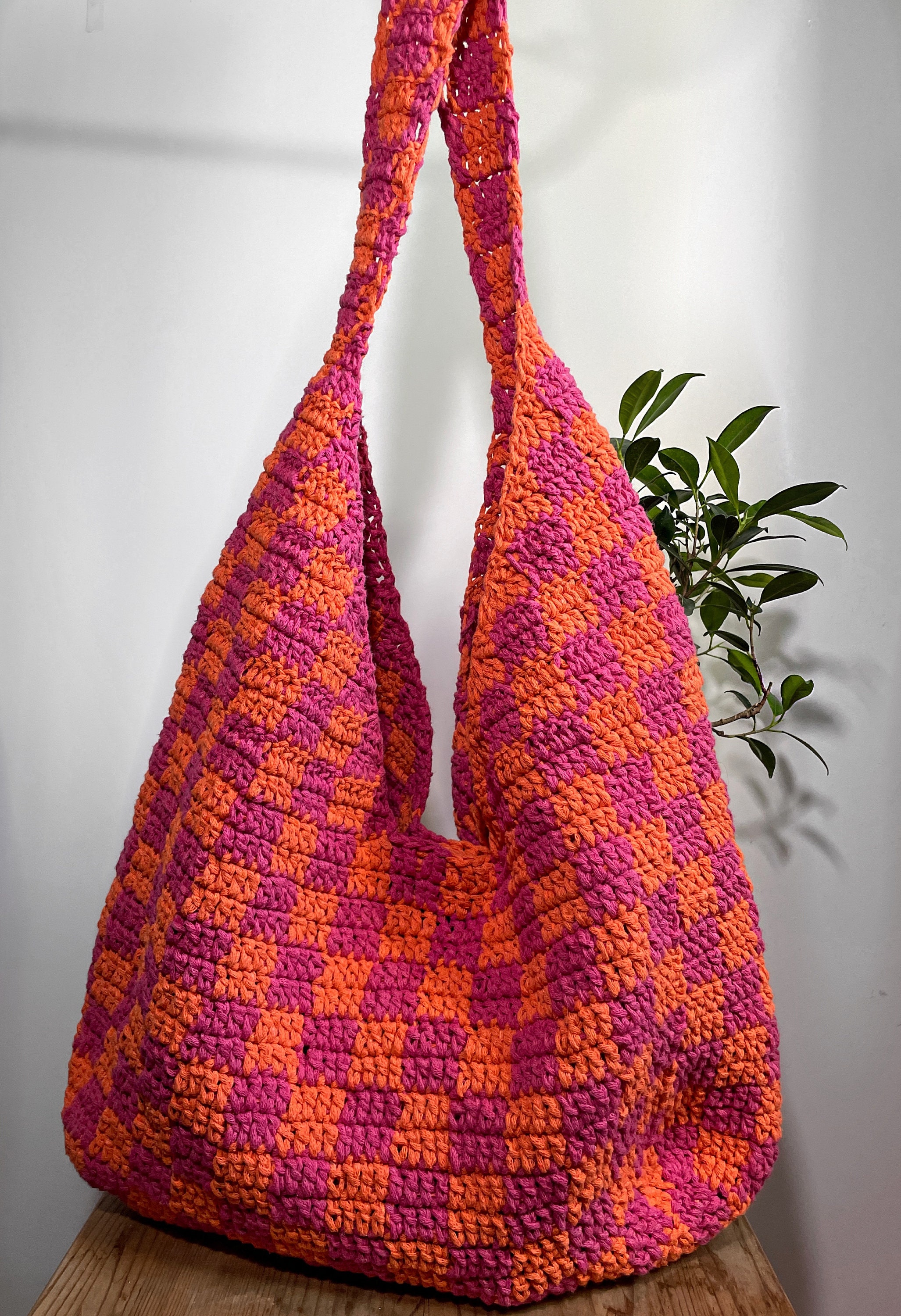 Red checker bag Crochet checkerboard bag Red Checkerboard bag