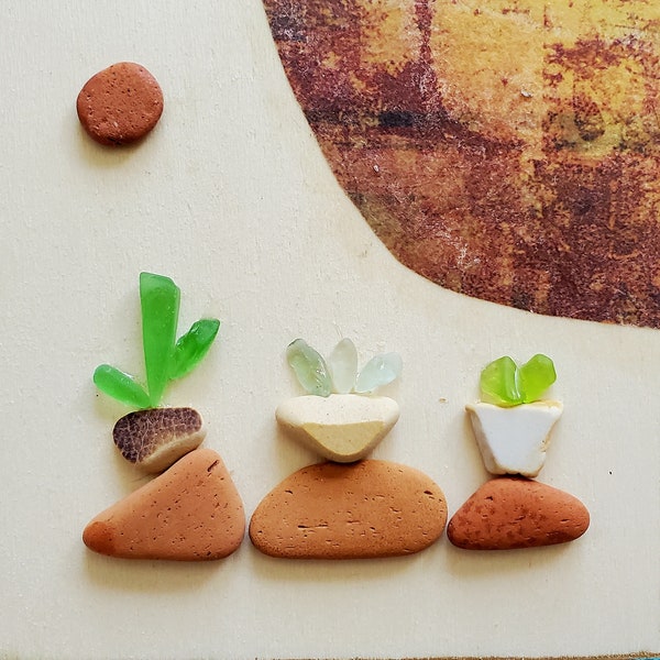 Maine Sea Glass Art Plants