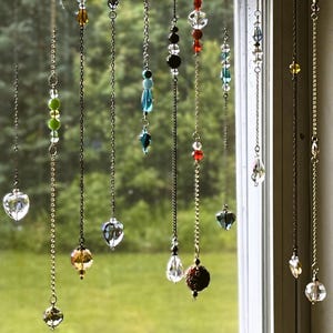 Crystal Beaded Suncatcher Chain: 25-27&quot; Unique Home Decor for Windows, Beaded Rainbow Maker