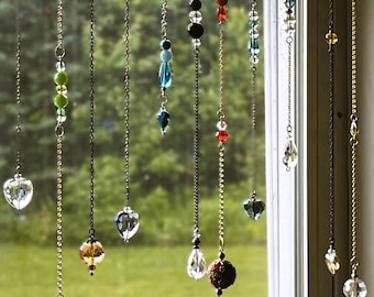 Crystal Beaded Suncatcher Chain: 25-27&quot; Unique Home Decor for Windows, Beaded Rainbow Maker