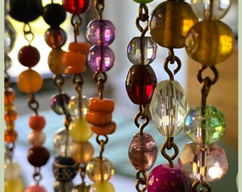 20" or 24" Individual Vintage Beaded Curtain Strands: Victorian Vibe Window Beads, Room Divider