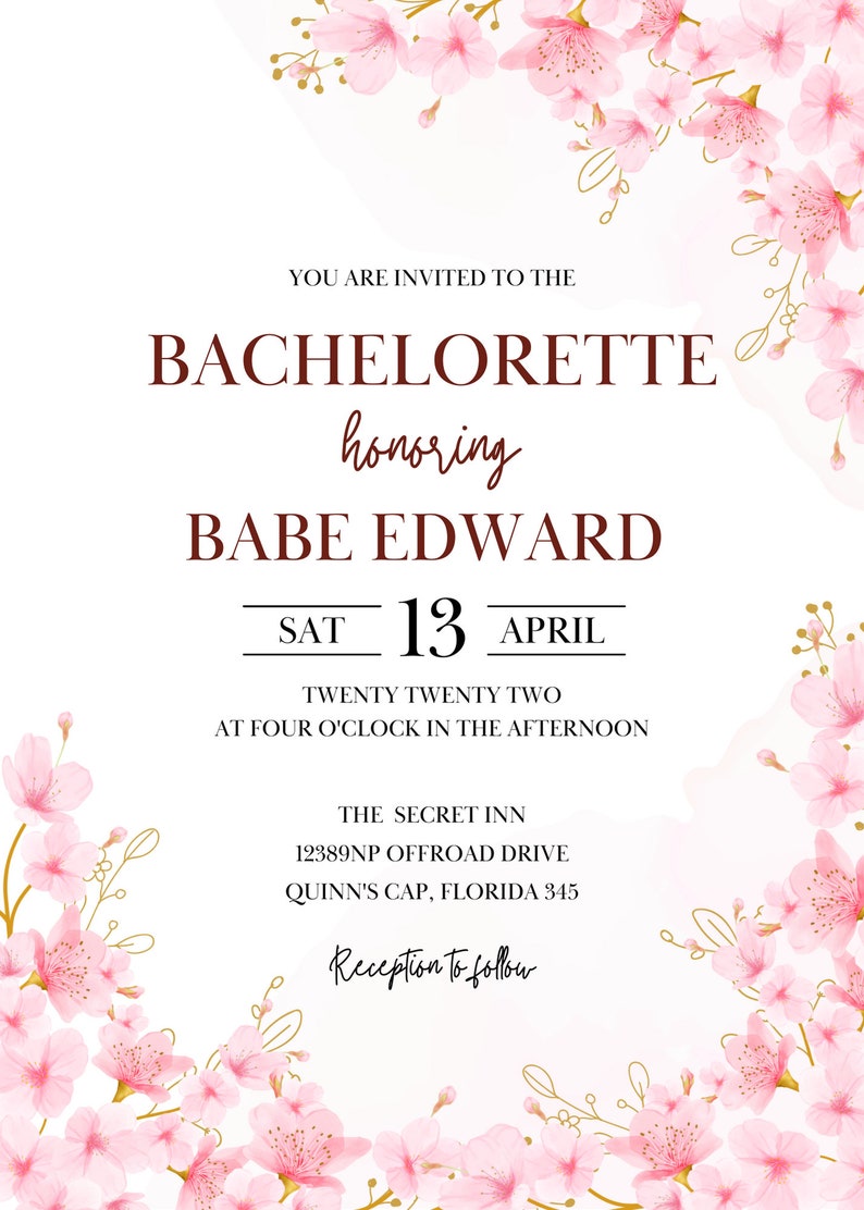 Canva Template 5x7 Editable Invitation Template Bachelorette Etsy