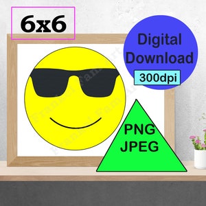 Gafas de sol Smile Face / Arte digital / Jpg, Png / Fun Art