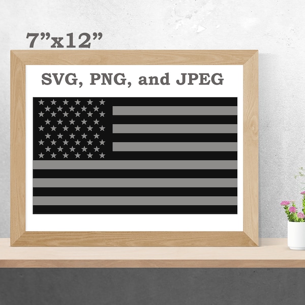 Gray and Black USA Flag / SVG, PNG and Jpeg / 300dpi / 7in x 12in