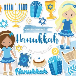 Chanoeka Clip Art Bundle / Perfect voor Printables / Cricut / Silhouet / Stickers / Digitale Download / 44 PNG- en JPG-bestanden