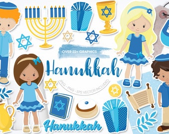 Hanukkah Clip Art Bundle / Perfect for Printables / Cricut / Silhouette / Stickers / Digital Download / 44 PNG and JPG files