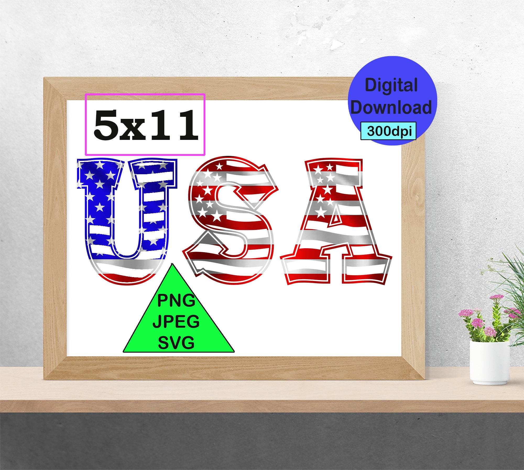 Digital Download USA | USA Flag Letters | Svg, Jpg, Png | Red White and ...
