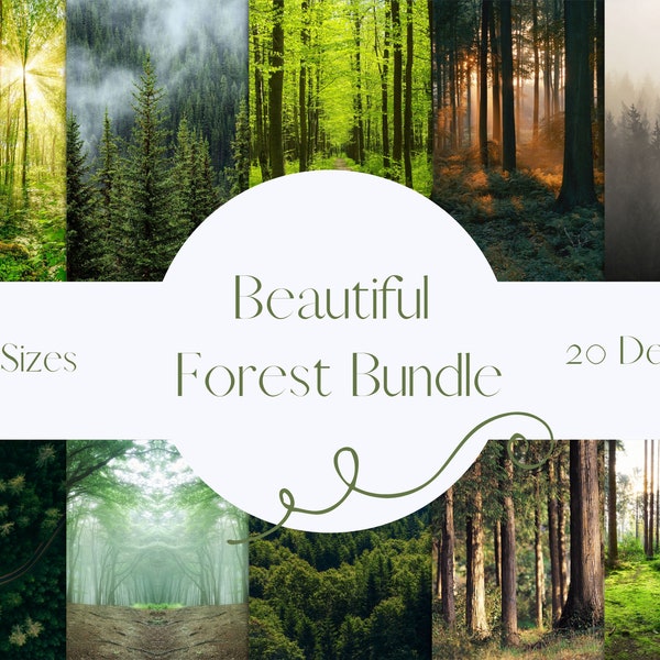 Beautiful Forest Bundle | Digital Paper | 23 designs | 3 Sizes | Paper | Nature | Scrap Book paper | Green Planner | Instant Download