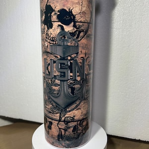 Navy Chief Wood Grain Skull 20 oz