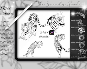 Procreate Tiger brushes/ Tiger stamps/ Tattoo stamps/ tiger illustrations