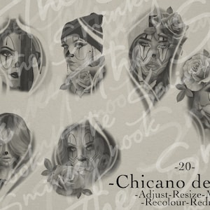 Chicano Tattoo Procreate Brushes/ Stamps/ Digital Brush Stencil - Etsy