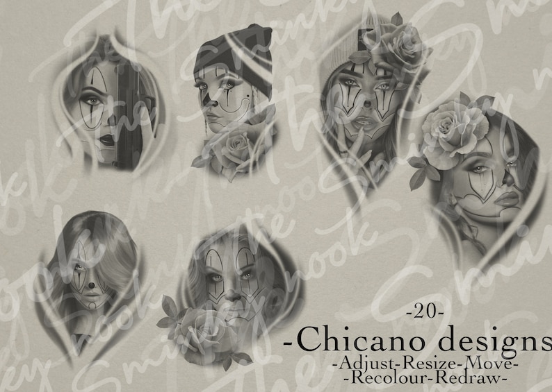 Chicano Tattoo Procreate Brushes/ Stamps/ Digital Brush Stencil - Etsy
