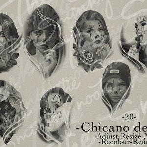 Chicano Tattoo Procreate Brushes/ Stamps/ Digital Brush Stencil - Etsy