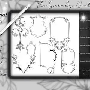 Neo Traditional Frames and shapes/ Art Nouveau designs, tattoo designs, art reference, brushes, Procreate stamps image 1