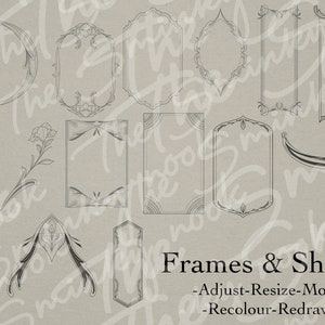 Neo Traditional Frames and shapes/ Art Nouveau designs, tattoo designs, art reference, brushes, Procreate stamps image 7