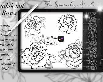 Traditional Rose Tattoo Stamps / Brush set procreate