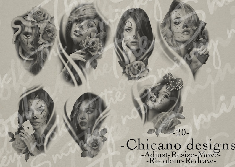 Chicano Tattoo Procreate Brushes/ Stamps/ Digital Brush Stencil - Etsy