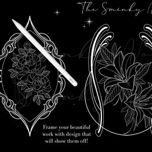 Neo Traditional Frames and shapes/ Art Nouveau designs, tattoo designs, art reference, brushes, Procreate stamps image 2