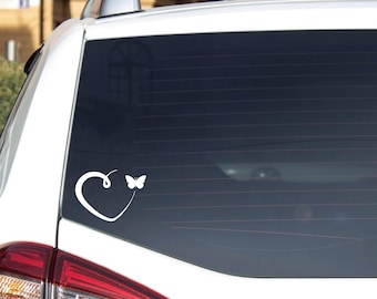 Herz- und Schmetterlingsaufkleber