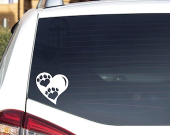 Herzaufkleber mit Hundepfoten