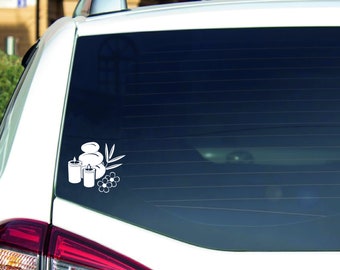 Aufkleber zur Entspannung mit heißen Steinen