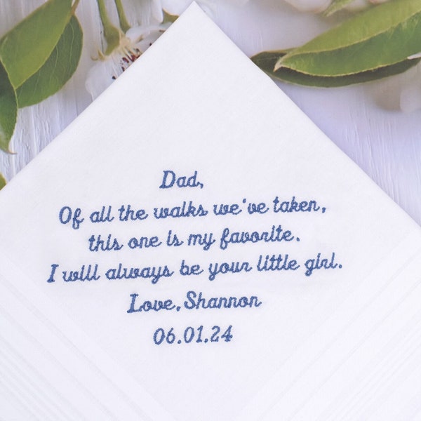 Father of the bride gift, wedding gift, Personalized handkerchief, Embroidered hankie, Dad gift from daughter, Father wedding gift, Dad gift