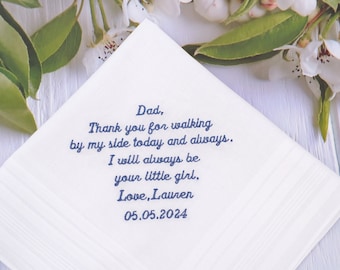 Father of the Bride Wedding gift, Embroidered message, Wedding handkerchief, Personalized gifts, Wedding Keepsake Parents Dad gifts hankie