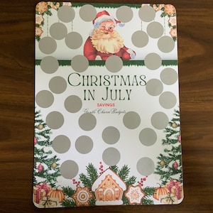 Candy Cane Kerstmis in juli / Feestdagen Scratch Off Savings Challenge