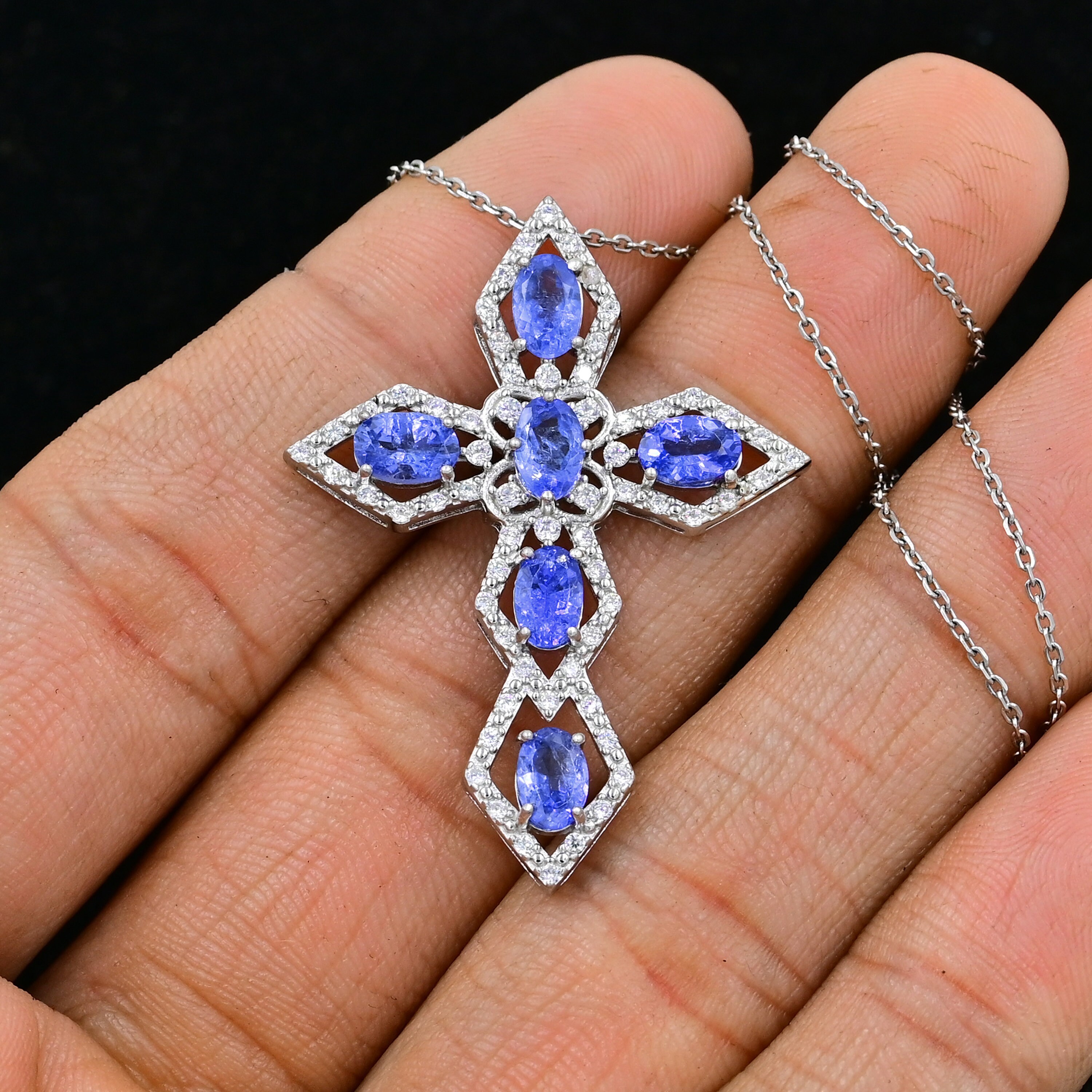 Tanzanite Pendant, Natural Tanzanite Cross Pendant Necklace
