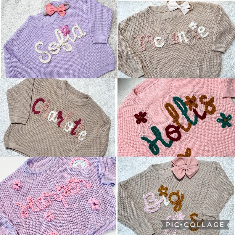 Hand Embroidered Name Sweater Sweater With Name Personalized Etsy