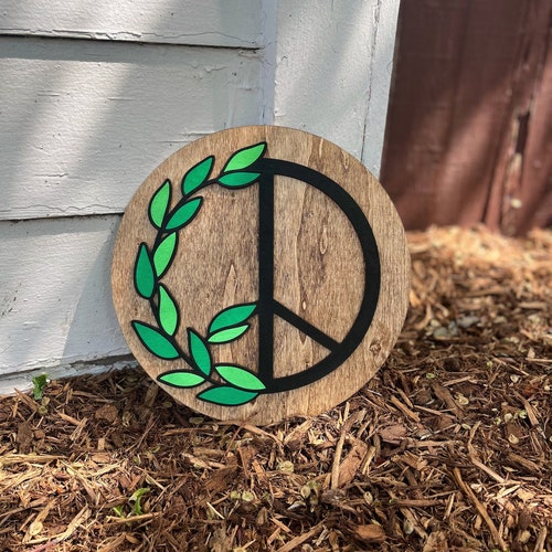 3D Floral Peace Sign | Wooden Peace Sign | Boho Nusery | Boho Decor | Hippie Sign | Botanical Peace Sign |