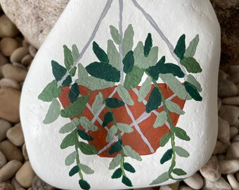 Hand painted stone, Botanical, Plant ,Unique Gift,Home Decor