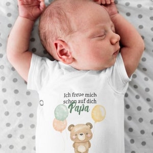 Du wirst Papa - Babybody zur Schwangerschaft Verkündung - Geschenk Papa - Ich freu mich auf dich Papa  - Body aus Biobaumwolle