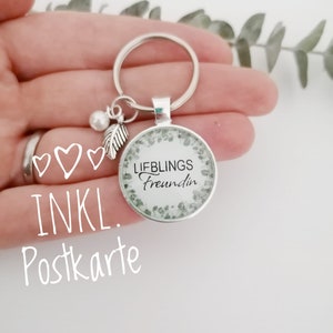 Schlüsselanhänger Lieblingsfreundin, Geschenk für Freundin, im Geschenkset mit Karte, Lieblingsfreundin, Herzensfreundin, BFF