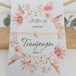 Willst du meine Trauzeugin werden? Trauzeugin fragen, Herzarmband roségold mit Makramee Verschluss, Hochzeitsplanung, Brautparty