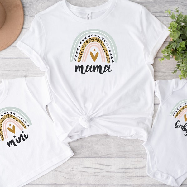 Mama Baby Partnerlook, Mama Mini passendes Outfit für Mama Kind Baby, Familien Shirt und Strampler, Partnerlook Shirts, Geschenk Muttertag