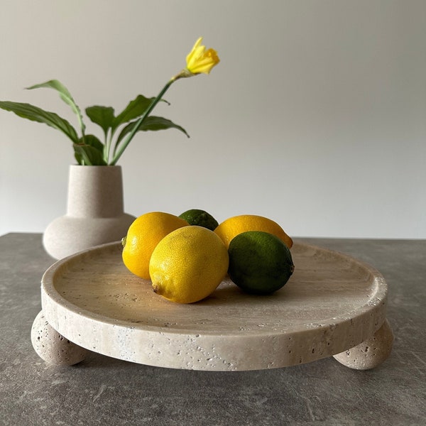 Venice Tray - stylish travertine tray with ball feet for all your servings