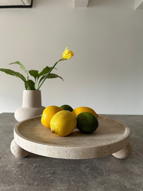 Venice Tray - stylish travertine tray with ball feet for all your servings
