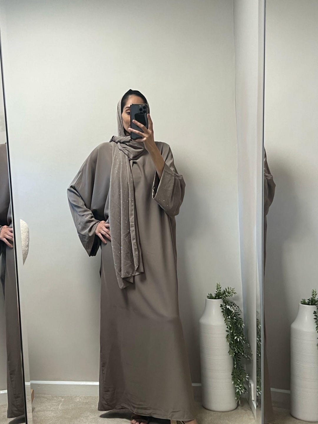 Twist Charm Abaya - Taupe main image 1