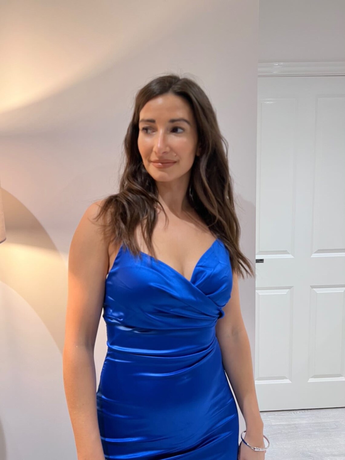 RILEY Satin Halter Midi Dress - Blue main image 1