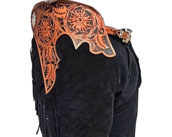 Custom Suede Western Chaps: Handmade Leather Fringe